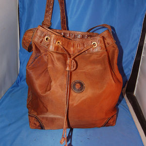 Authentic Fendi Roma Brown Croc Trim Hobo Bucket